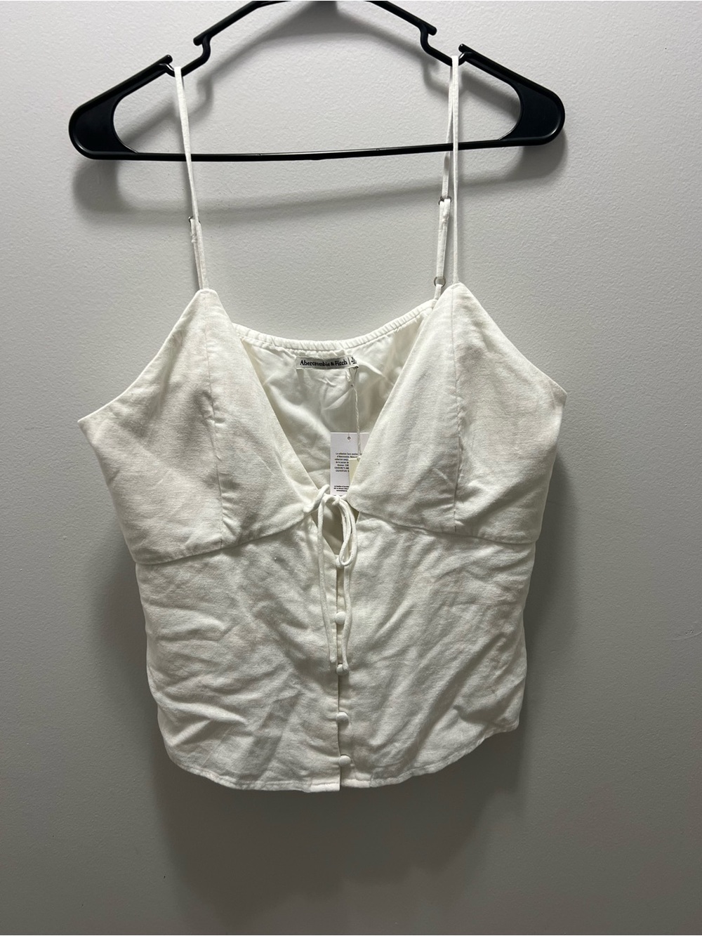 Abercrombie & Fitch White Spaghetti Strap Tie-Front Tank Top